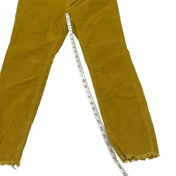 Free People We the Free Skinny Corduroy Pants Mustard Yellow Size 29 Raw Hem - Picture 8 of 10